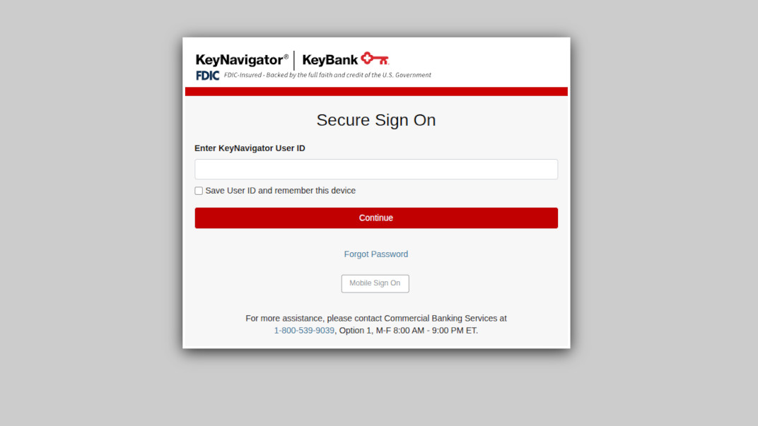 KeyBank Enterprise Banking Portal Modernization interface