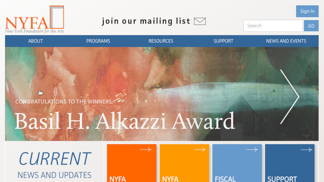 NYFA Artist Marketplace & CMS interface