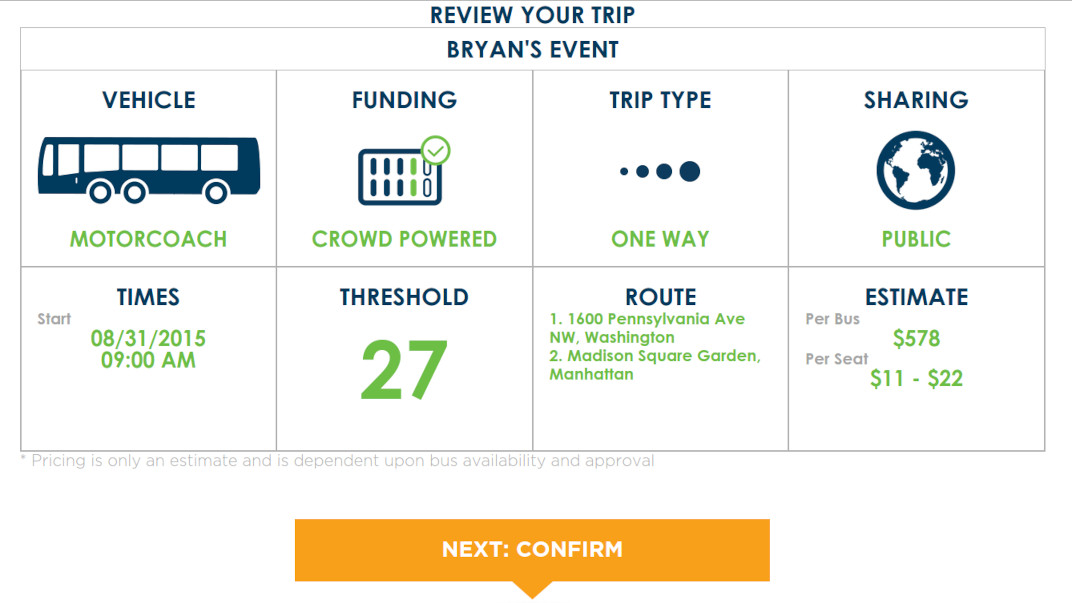 Rally Bus Crowdsourced Ride-Sharing & Charter Booking screenshot